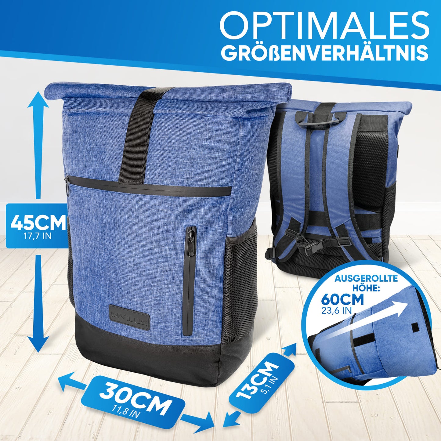 Invilus Rolltop – Jeans-Blau