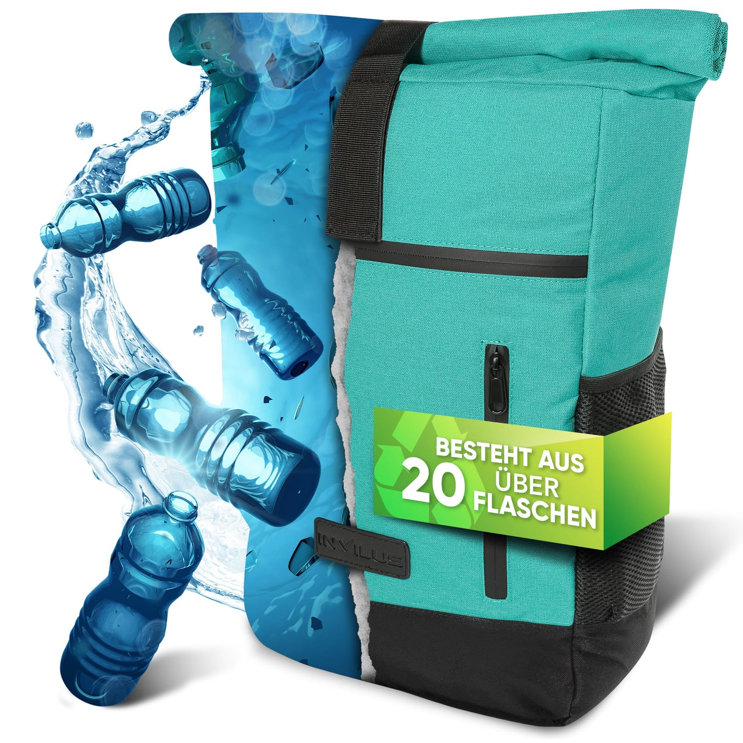 Invilus Rolltop Mint-Grün aus mind. 15 recycelten PET-Flaschen