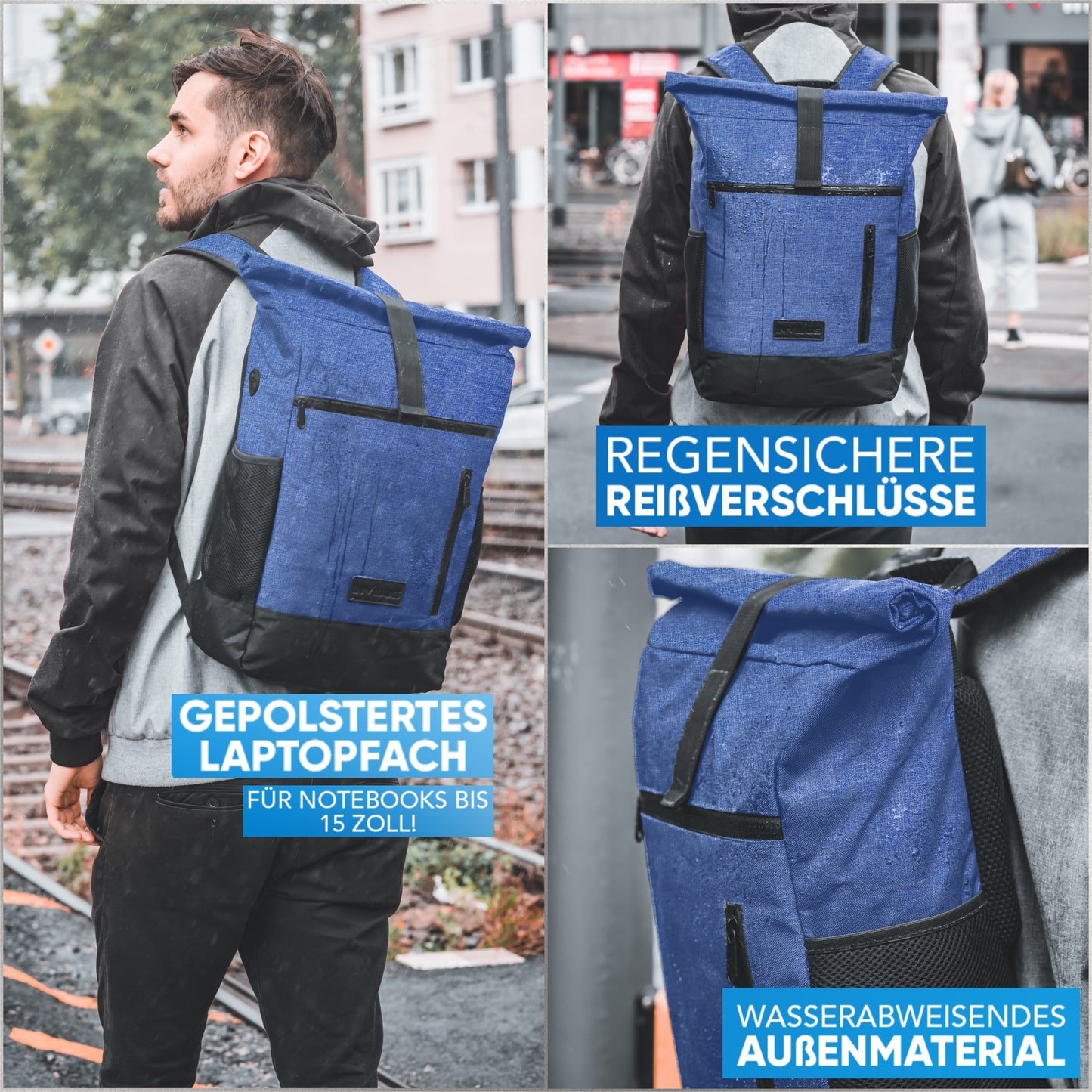 Invilus Rolltop – Jeans-Blau