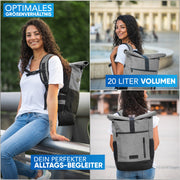 Rolltop Rucksack [18L bis 22L] aus recycelten Plastikflaschen [grau]