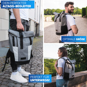 Rolltop Rucksack [20L bis 25L] recycelt und reflektierend [grau]