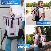 Rolltop Rucksack [20L bis 25L] recycelt und reflektierend [rosa]