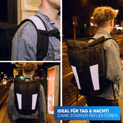 Rolltop Rucksack [20L bis 25L] recycelt und reflektierend [schwarz]