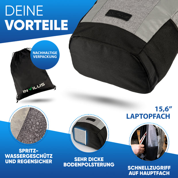 Rolltop Rucksack [20L bis 25L] recycelt und reflektierend [grau]