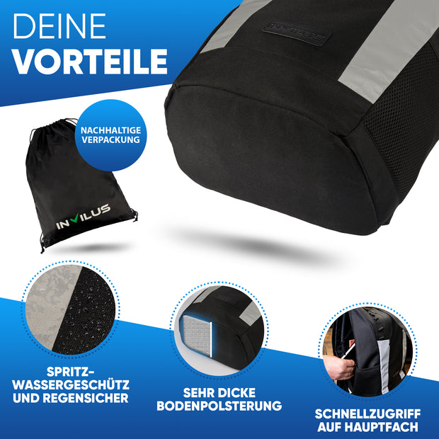 Rolltop Rucksack [20L bis 25L] recycelt und reflektierend [schwarz]