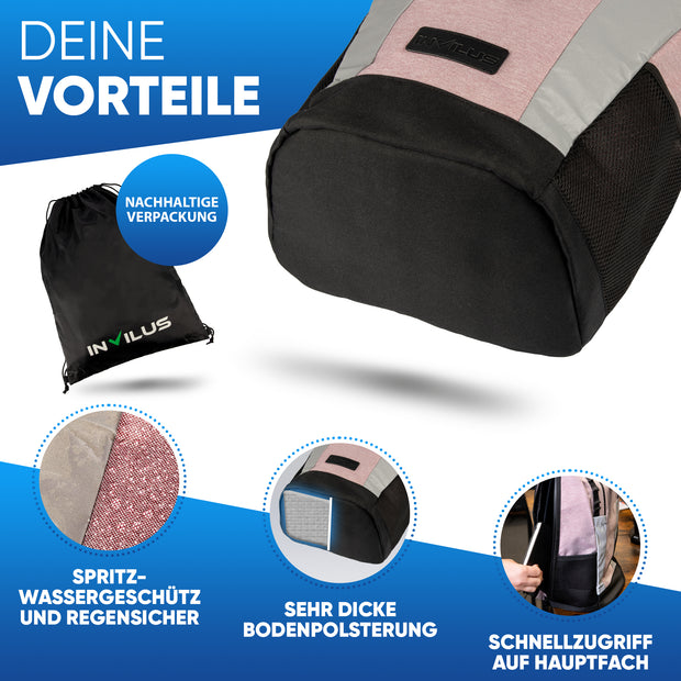 Rolltop Rucksack [20L bis 25L] recycelt und reflektierend [rosa]