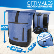 Rolltop Rucksack [18L bis 22L] aus recycelten Plastikflaschen [Jeans blau]