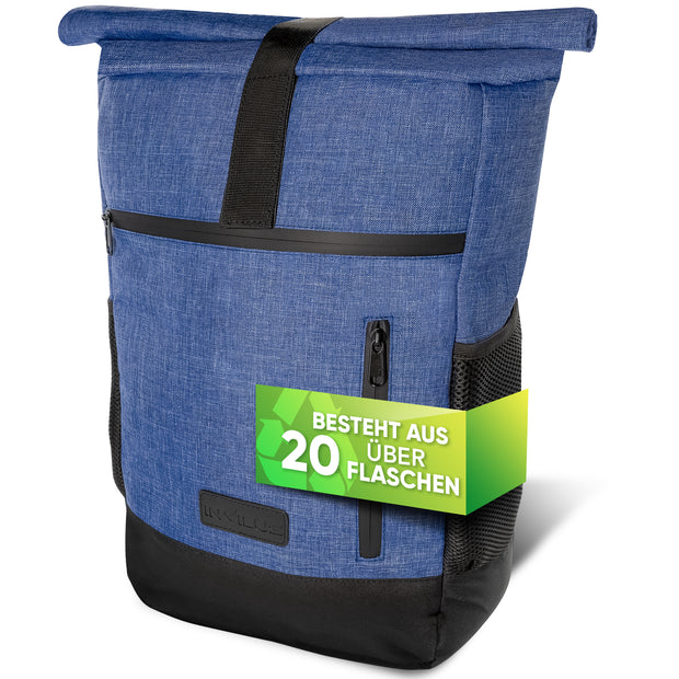 Rolltop Rucksack [18L bis 22L] aus recycelten Plastikflaschen [Jeans blau]