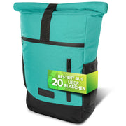 Rolltop Rucksack [18L bis 22L] aus recycelten Plastikflaschen [mint grün]