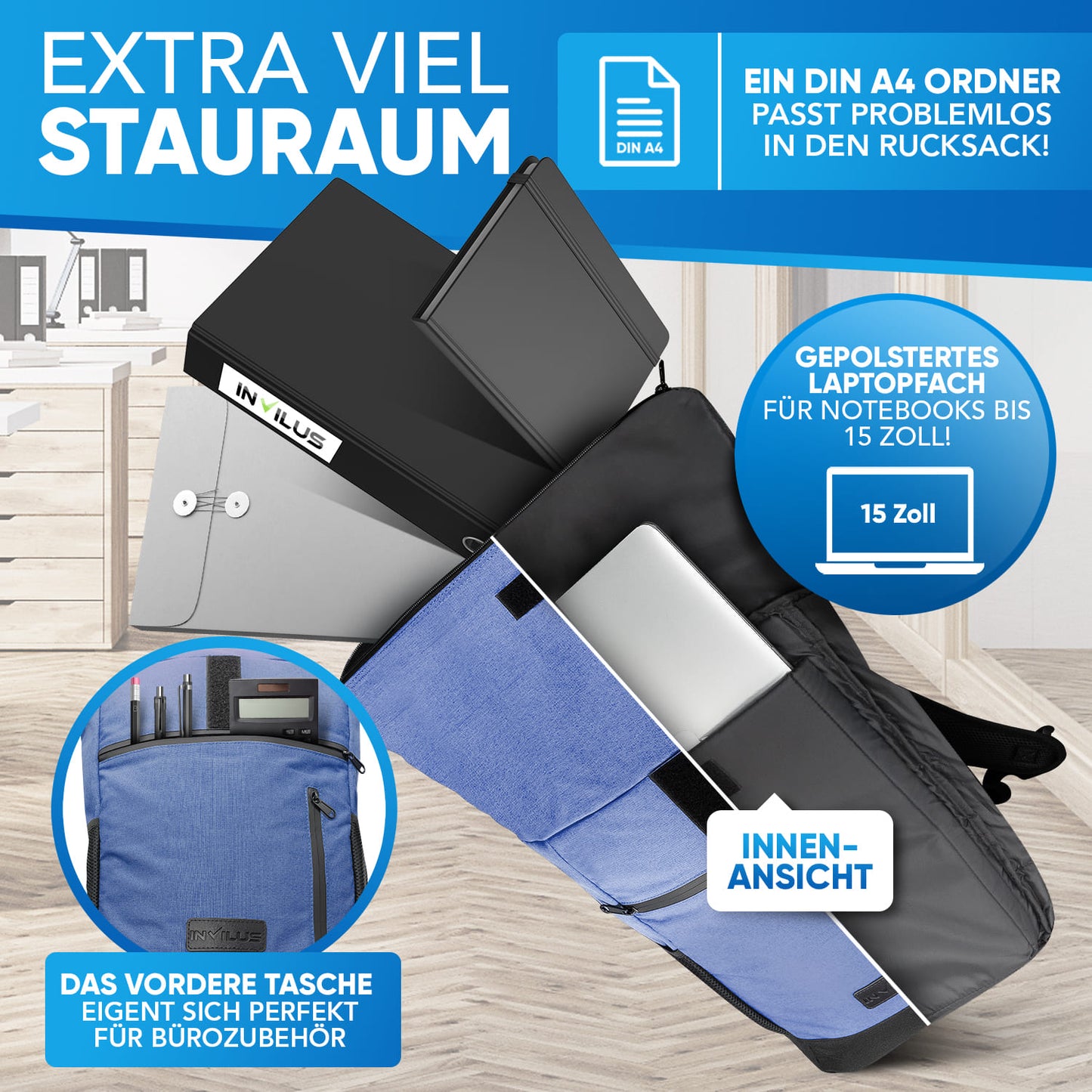 Invilus Rolltop – Jeans-Blau