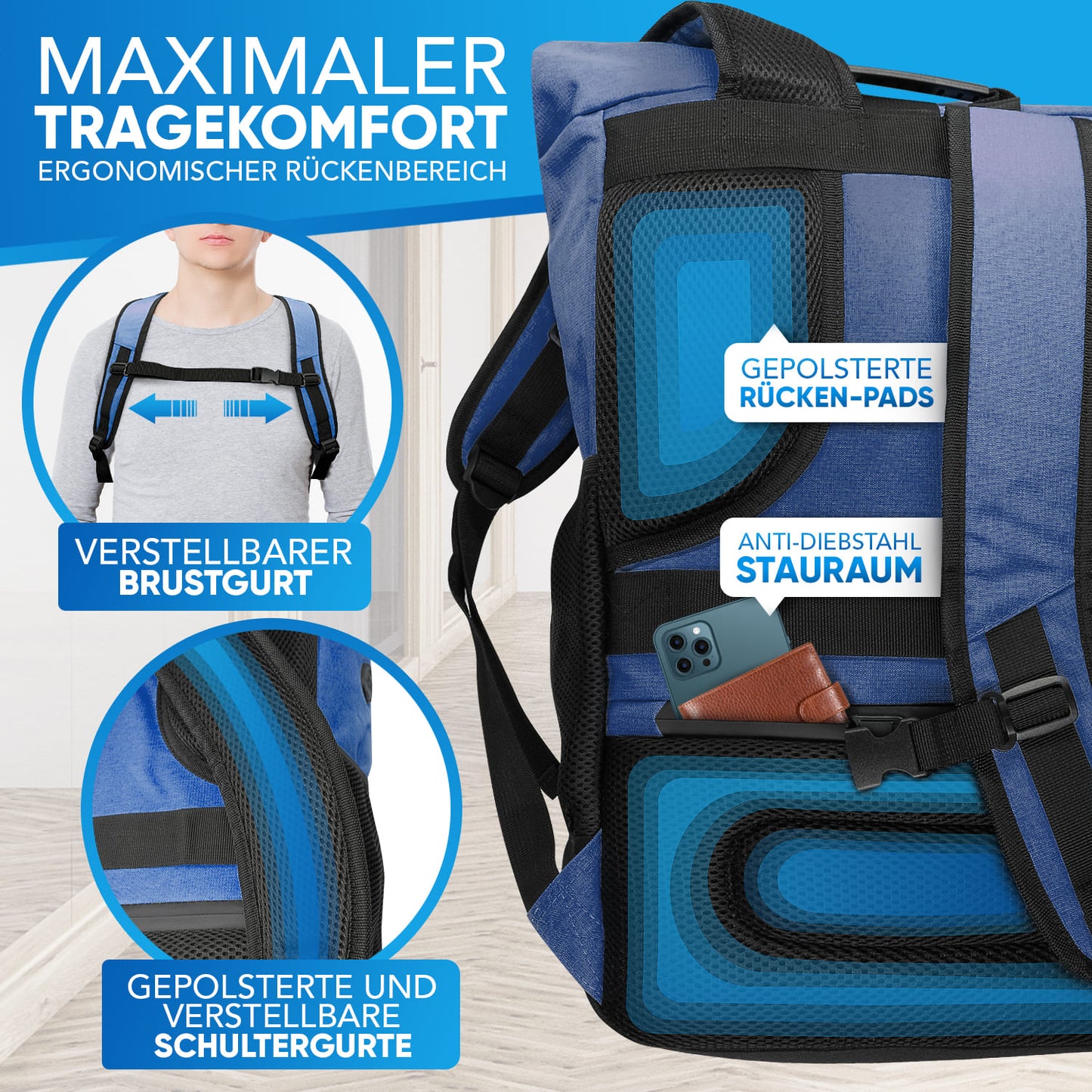 Invilus Rolltop – Jeans-Blau