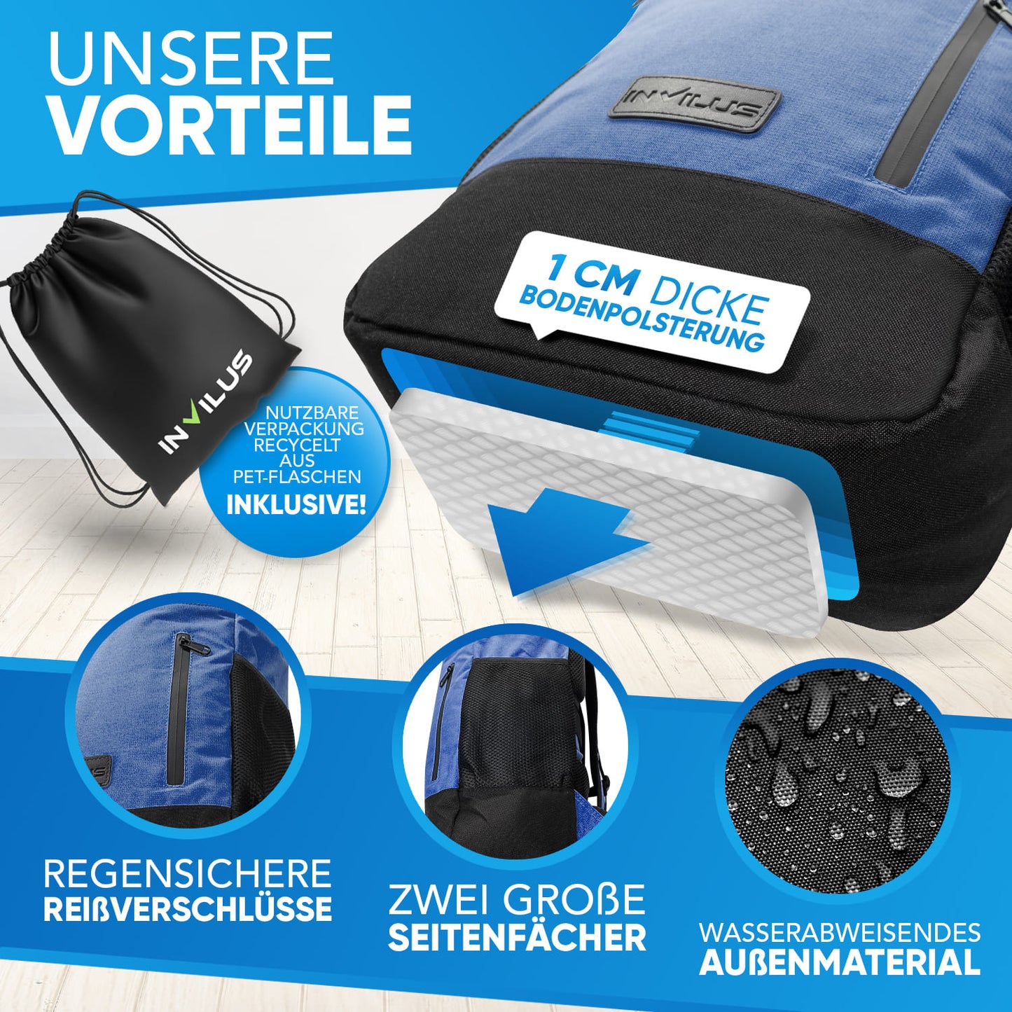 Invilus Rolltop – Jeans-Blau